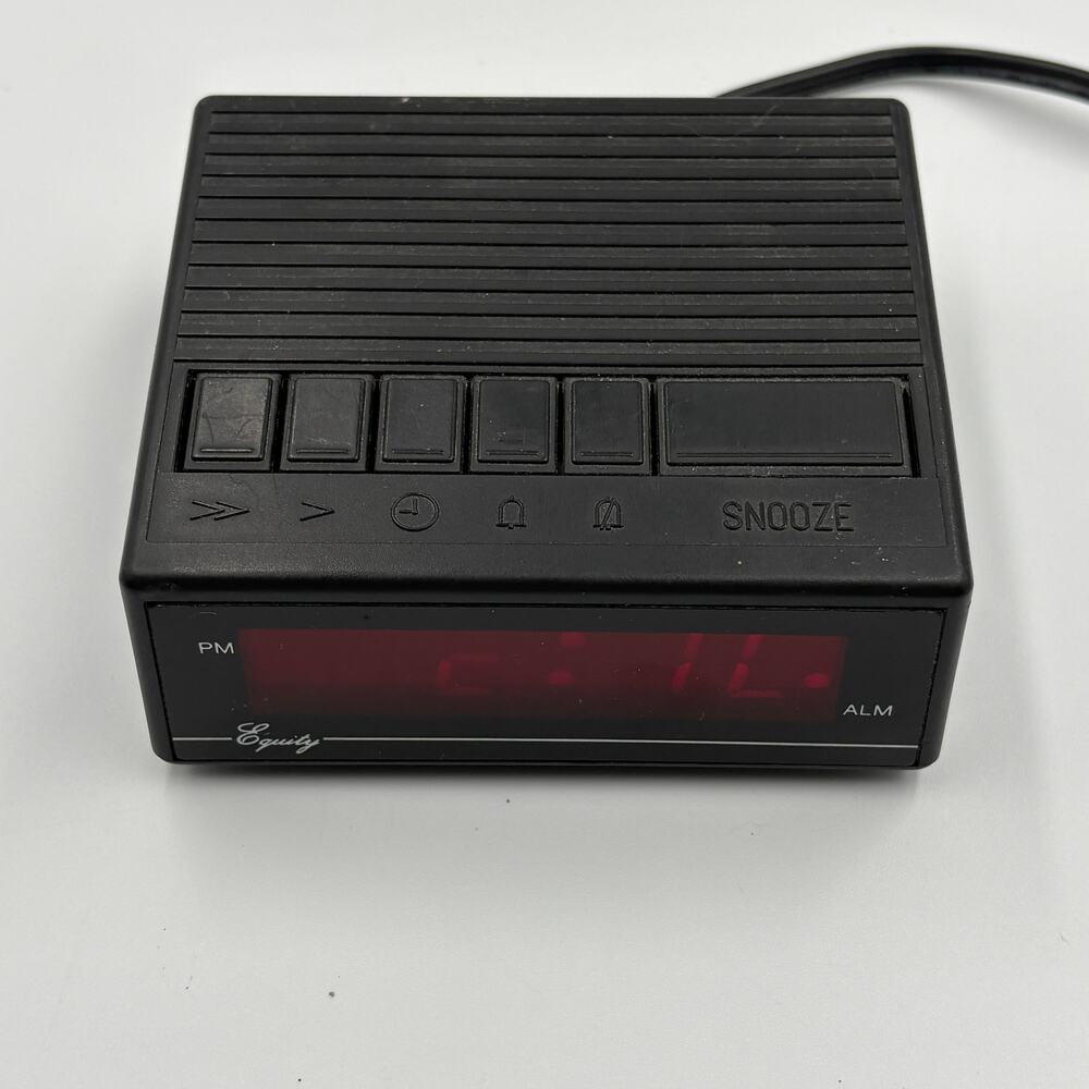 Vintage Equity Model 1010 Digital LED Alarm Clock Red Display Snooze Black